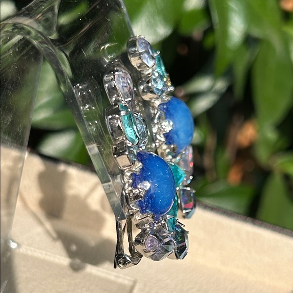 Weiss Teal Blue and Silver Earrings - Picture 6 of 6